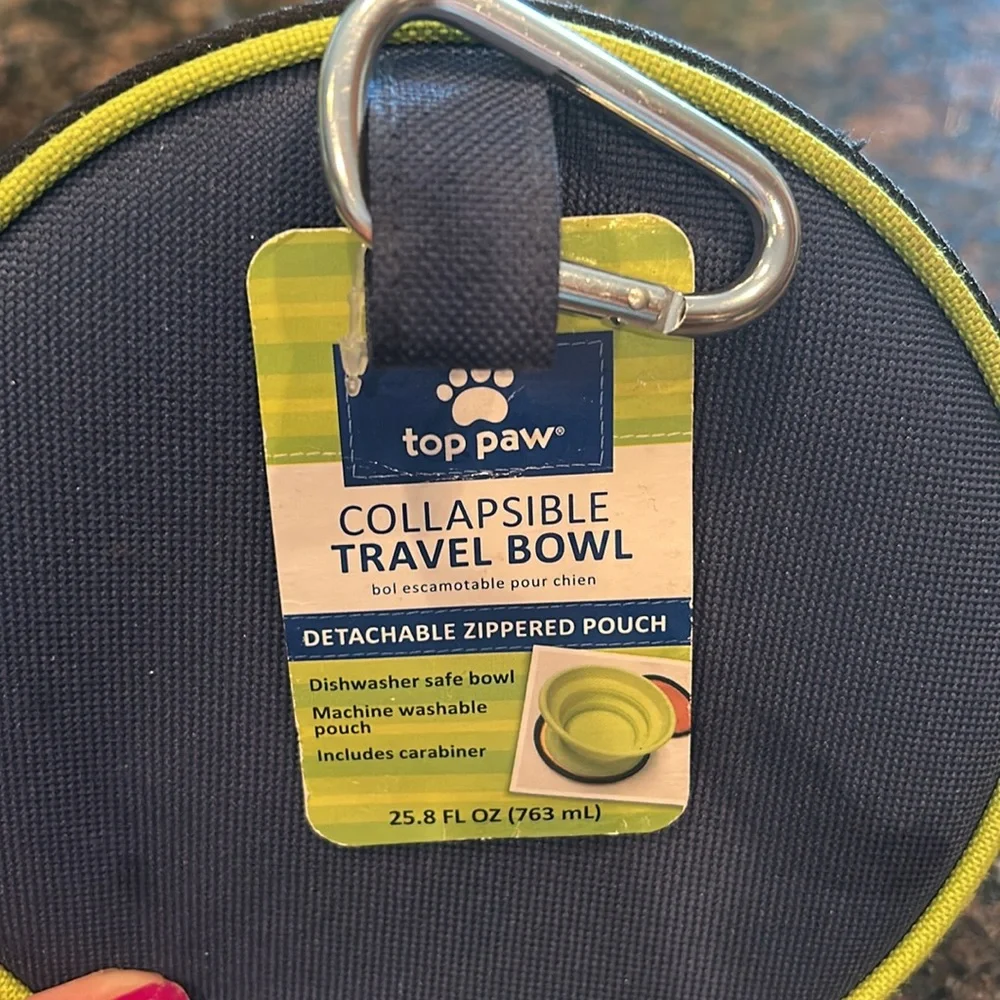 Top Paw Dog Bowl Collapsible NWT On the Go Travel Blue Orange Yellow